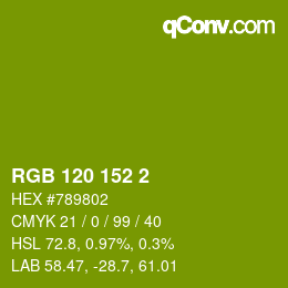 颜色代码: RGB 120 152 2 | qconv.com