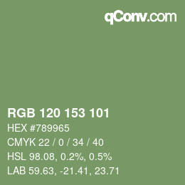 Color code: RGB 120 153 101 | qconv.com