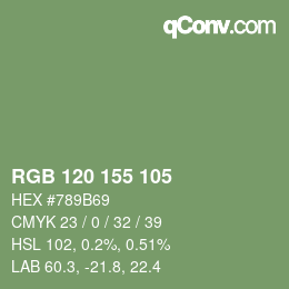 颜色代码: RGB 120 155 105 | qconv.com