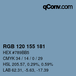 Color code: RGB 120 155 181 | qconv.com