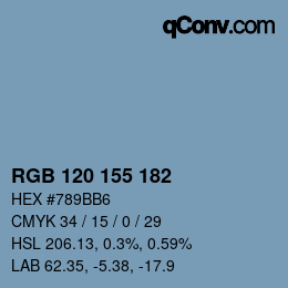 Color code: RGB 120 155 182 | qconv.com