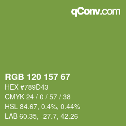 颜色代码: RGB 120 157 67 | qconv.com
