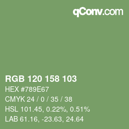 カラーコード: RGB 120 158 103 | qconv.com