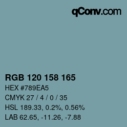 カラーコード: RGB 120 158 165 | qconv.com