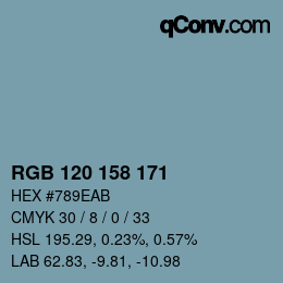 Color code: RGB 120 158 171 | qconv.com