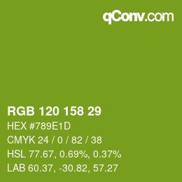 颜色代码: RGB 120 158 29 | qconv.com