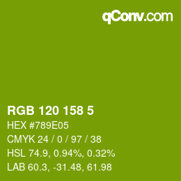 颜色代码: RGB 120 158 5 | qconv.com