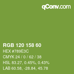 カラーコード: RGB 120 158 60 | qconv.com