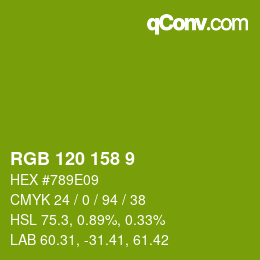 カラーコード: RGB 120 158 9 | qconv.com