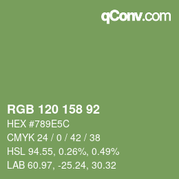 颜色代码: RGB 120 158 92 | qconv.com