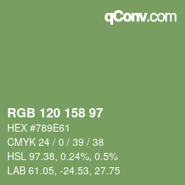 颜色代码: RGB 120 158 97 | qconv.com