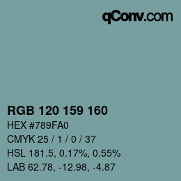 カラーコード: RGB 120 159 160 | qconv.com