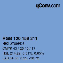 カラーコード: RGB 120 159 211 | qconv.com