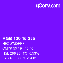 Color code: RGB 120 15 255 | qconv.com