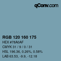 Color code: RGB 120 160 175 | qconv.com