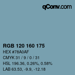 Color code: RGB 120 160 175 | qconv.com