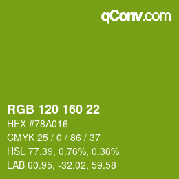 Color code: RGB 120 160 22 | qconv.com