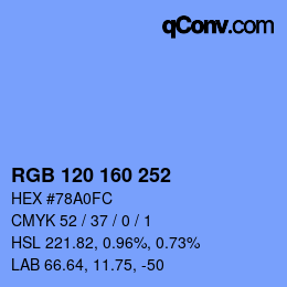 颜色代码: RGB 120 160 252 | qconv.com