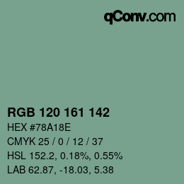 Farbcode: RGB 120 161 142 | qconv.com