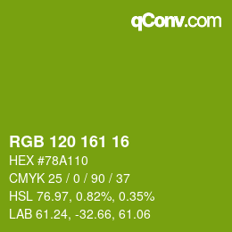 カラーコード: RGB 120 161 16 | qconv.com