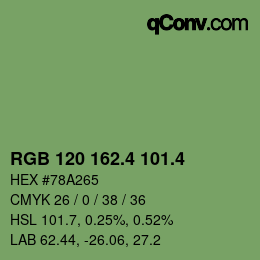 カラーコード: RGB 120 162.4 101.4 | qconv.com