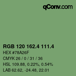 カラーコード: RGB 120 162.4 111.4 | qconv.com