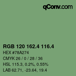カラーコード: RGB 120 162.4 116.4 | qconv.com