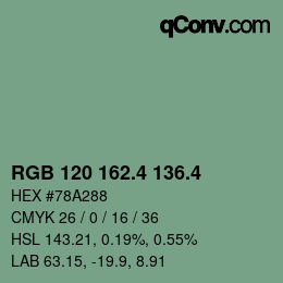 カラーコード: RGB 120 162.4 136.4 | qconv.com
