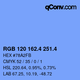 カラーコード: RGB 120 162.4 251.4 | qconv.com