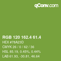 カラーコード: RGB 120 162.4 61.4 | qconv.com