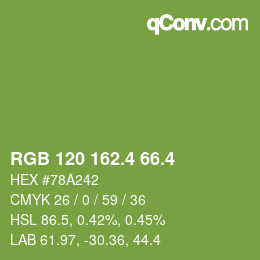 カラーコード: RGB 120 162.4 66.4 | qconv.com