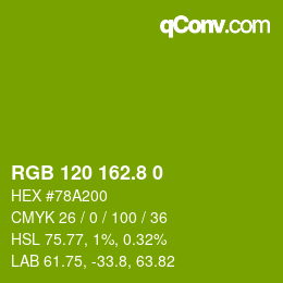 カラーコード: RGB 120 162.8 0 | qconv.com