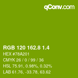 カラーコード: RGB 120 162.8 1.4 | qconv.com