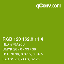 カラーコード: RGB 120 162.8 11.4 | qconv.com