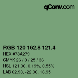 カラーコード: RGB 120 162.8 121.4 | qconv.com