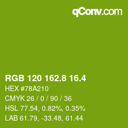 カラーコード: RGB 120 162.8 16.4 | qconv.com