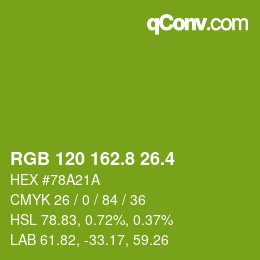 カラーコード: RGB 120 162.8 26.4 | qconv.com