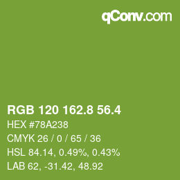 カラーコード: RGB 120 162.8 56.4 | qconv.com