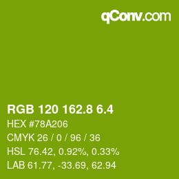 カラーコード: RGB 120 162.8 6.4 | qconv.com
