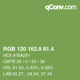 カラーコード: RGB 120 162.8 81.4 | qconv.com