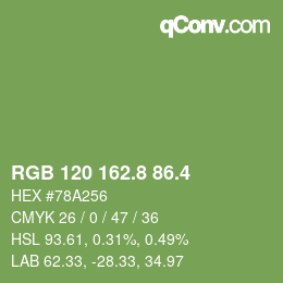 カラーコード: RGB 120 162.8 86.4 | qconv.com