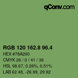 カラーコード: RGB 120 162.8 96.4 | qconv.com