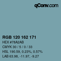 颜色代码: RGB 120 162 171 | qconv.com