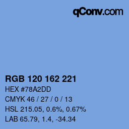 カラーコード: RGB 120 162 221 | qconv.com
