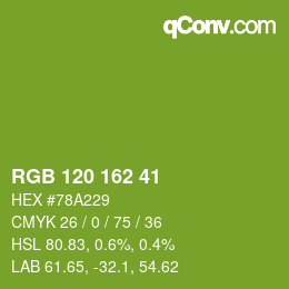 Color code: RGB 120 162 41 | qconv.com