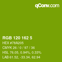 カラーコード: RGB 120 162 5 | qconv.com