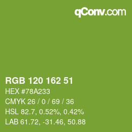 Color code: RGB 120 162 51 | qconv.com