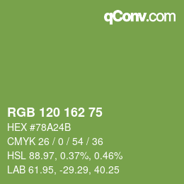 カラーコード: RGB 120 162 75 | qconv.com