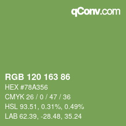 Color code: RGB 120 163 86 | qconv.com