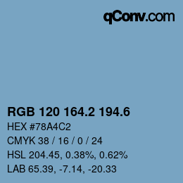 カラーコード: RGB 120 164.2 194.6 | qconv.com